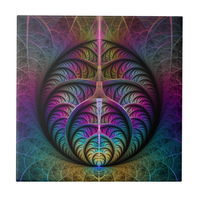 Trippy Gemustert Colorado Abstraktes Fraktal Kunst Fliese (Vorderseite)