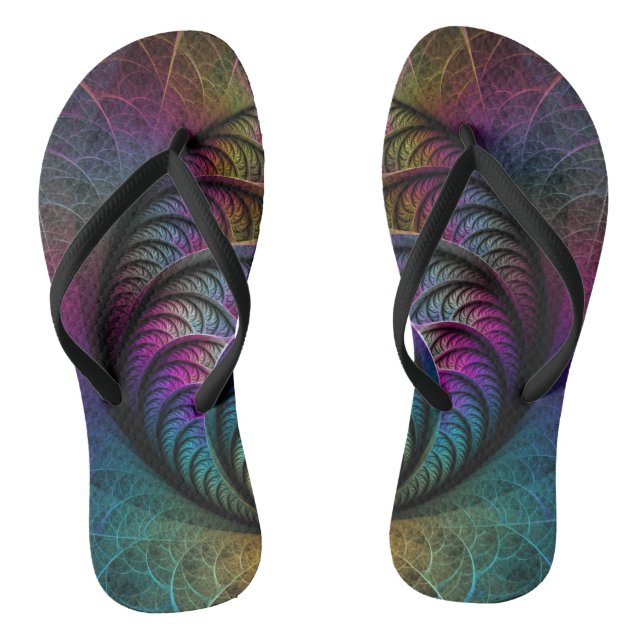 Trippy Gemustert Colorado Abstraktes Fraktal Kunst Flip Flops (Fußbett)