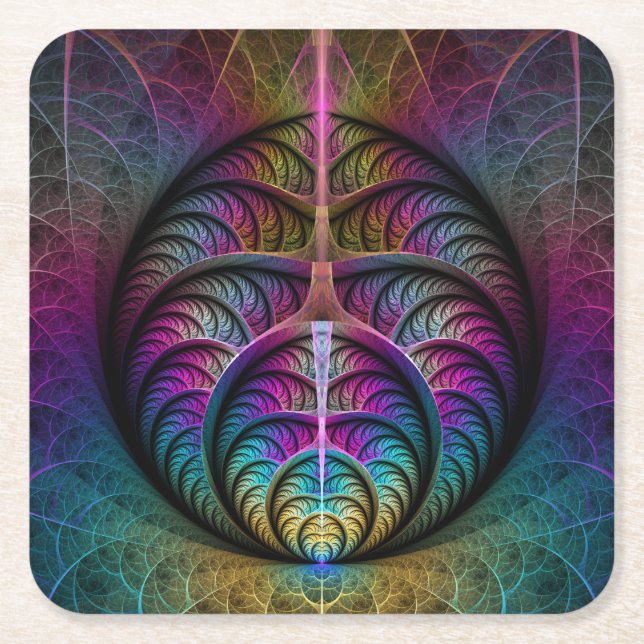 Trippy Gemustert Colorado Abstraktes Fraktal Kunst Rechteckiger Pappuntersetzer (Vorderseite)