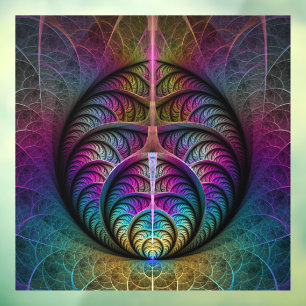 Trippy gemusterte bunte abstrakte Fraktal-Kunst Fensteraufkleber