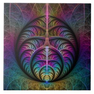 Trippy gemusterte bunte abstrakte Fraktal-Kunst Fliese