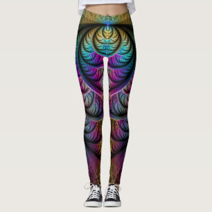 Trippy gemusterte bunte abstrakte Fraktal-Kunst Leggings