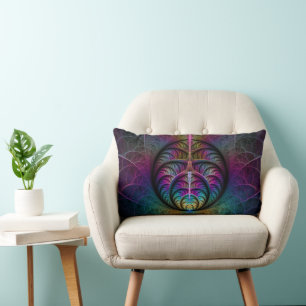 Trippy gemusterte bunte abstrakte Fraktalkunst Lendenkissen