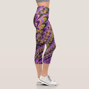 Trippy geschwungene wellige bohemian funky Fraktal Capri Leggings
