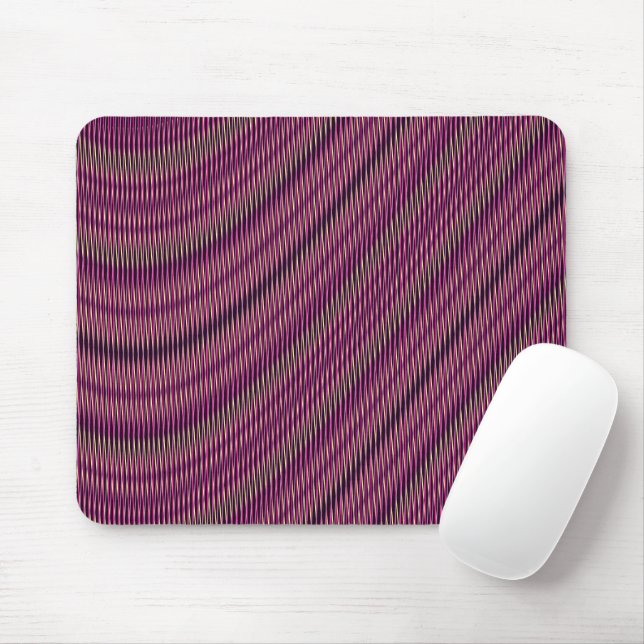 Trippy Glitch Burgundy Moiré Effect Vibes Cool Mousepad (Mit Mouse)
