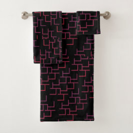 Trippy Gradient Maze Black Red Badhandtuch Set