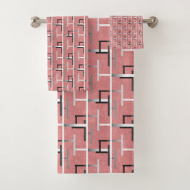 Trippy Gradient Maze Pink und Chrome Badhandtuch Set