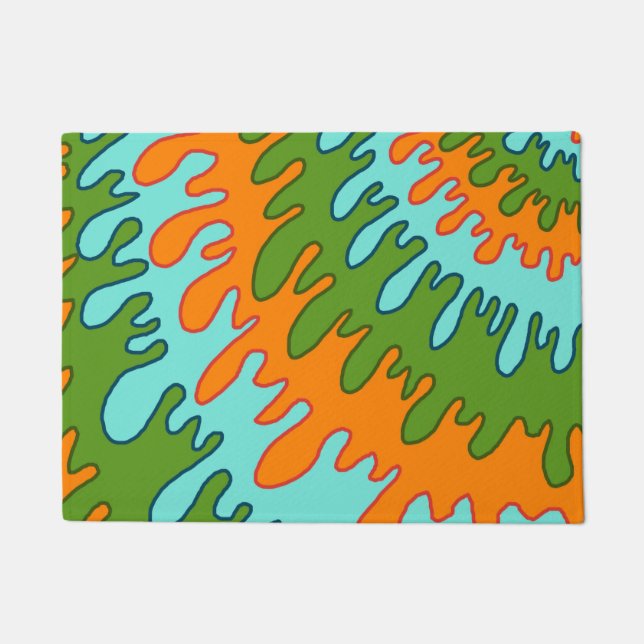 Trippy Green Orange Liquid Tropfen Streifen Y2K Mu Fußmatte (Vorderseite)