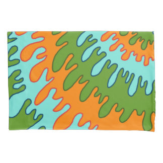 Trippy Green Orange Liquid Tropfen Streifen Y2K Mu Kissenbezug