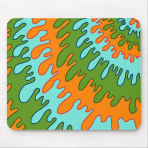 Trippy Green Orange Liquid Tropfen Streifen Y2K Mu Mousepad