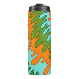 Trippy Green Orange Liquid Tropfen Streifen Y2K Mu Thermosbecher