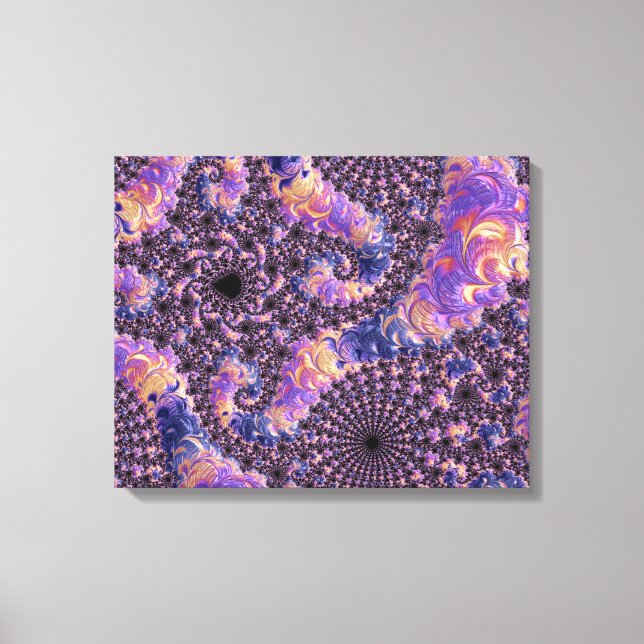 Trippy Groovy Boho Colorful Jewel Tone Fraktal Art Leinwanddruck (Vorderseite)