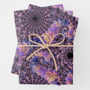 Trippy Groovy Boho Farbige Juwel-Ton-Fraktal-Kunst Geschenkpapier Set