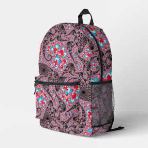 Trippy Groovy Boho Hippie Spiraling Fraktal Kunst Bedruckter Rucksack