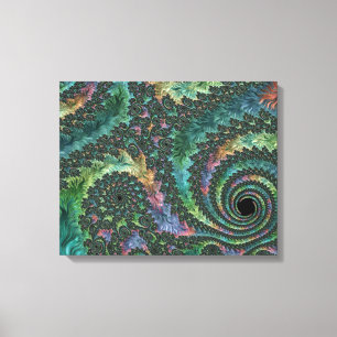 Trippy Groovy Colorful Jewel Tone Fraktal Art Leinwanddruck