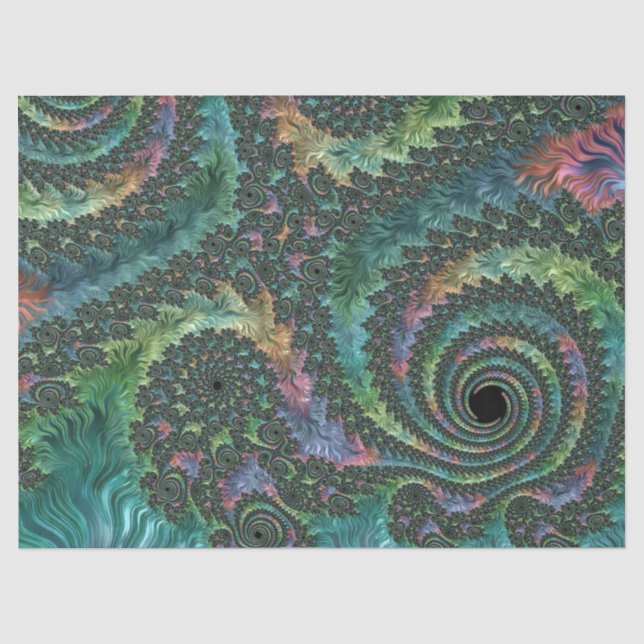 Trippy Groovy Colorful Jewel Tone Fraktal Art Seidenpapier (Vorderseite)