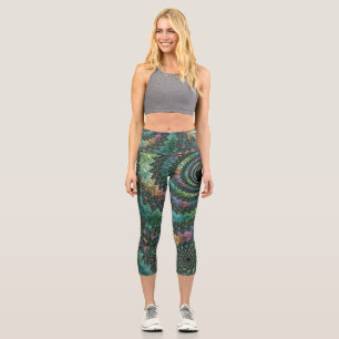 Trippy Groovy Farbige Juwel-Ton-Fraktal-Kunst Capri Leggings