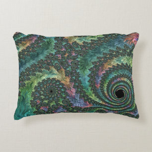 Trippy Groovy Farbige Juwel-Ton-Fraktal-Kunst Dekokissen