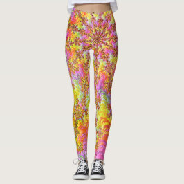 Trippy Groovy Funky Psychedelic Fraktal Burst Leggings