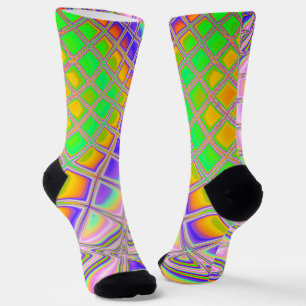 Trippy Groovy Lebendige Abstrakte Digitale Fraktal Socken