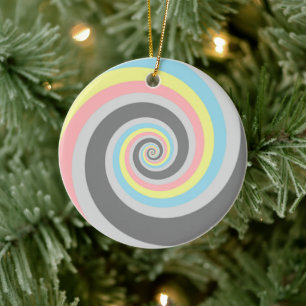 Trippy Groovy Spiral Abstrakt Demiflux Pride Flag Keramik Ornament