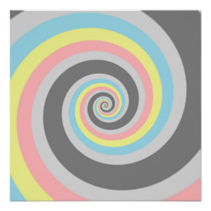Trippy Groovy Spiral Abstrakt Demiflux Pride Flag Poster