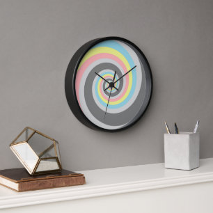 Trippy Groovy Spiral Abstraktes Demiflux-Stolz-Fla Uhr