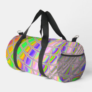 Trippy Groovy Vibrany Abstraktes digitales Fraktal Duffle Bag