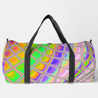 Trippy Groovy Vibrany Abstraktes digitales Fraktal Duffle Bag