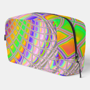 Trippy Groovy Vibrany Abstraktes digitales Fraktal Waschbeutel