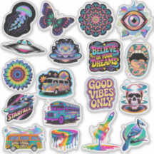 Trippy Hippie Art Custom-Cut Vinyl Sticker