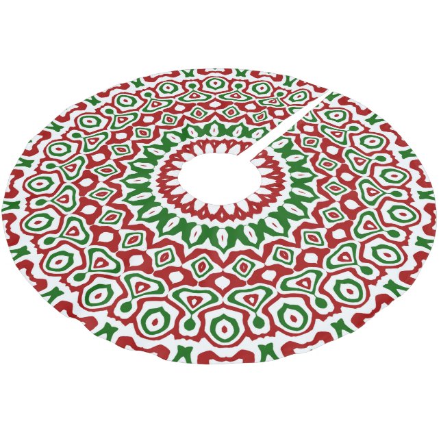 Trippy Hippie Groovy Boho Funky Christmas Mandala Polyester Weihnachtsbaumdecke (Schrägansicht)