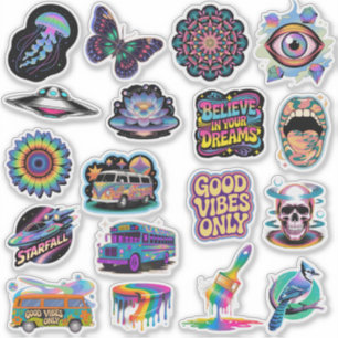 Trippy Hippie Kunst individuell zugeschnittenes Vi Aufkleber