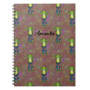 Trippy Hippie Psychedelic Frog Peace Retro Custom Notizblock