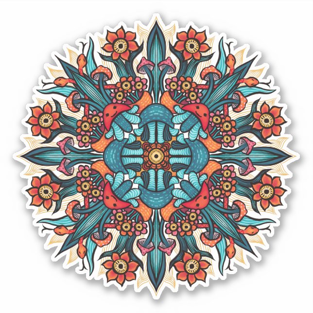 Trippy hippie psychedelic groovy mushroom komisch aufkleber (Vorderseite)