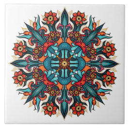 Trippy hippie psychedelic groovy mushroom mandala fliese