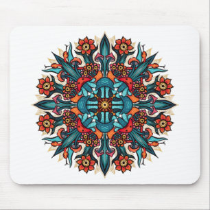 Trippy hippie psychedelic groovy mushroom mandala mousepad