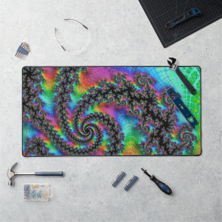Trippy Hippie Psychedelic Rainbow Spiral Fraktal Schreibtischunterlage