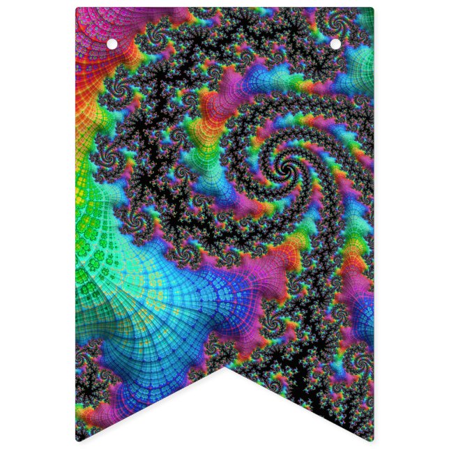 Trippy Hippie Psychedelic Rainbow Spiral Fraktal Wimpelkette (Erste Fahne)