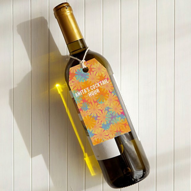 Trippy Hippie Psychedelic Retro Floral Design Geschenkanhänger (Von Creator hochgeladen)