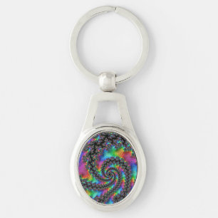 Trippy Hippie psychedelische Regenbogen-Spiral-Fra Schlüsselanhänger