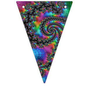Trippy Hippie psychedelische Regenbogen-Spiral-Fra Wimpelkette