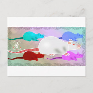 Trippy Hippie-Regenbogen-Haustier-Ratten Postkarte