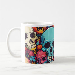 Trippy Hippy Skull Colorful Gemustert Psychedelic Kaffeetasse