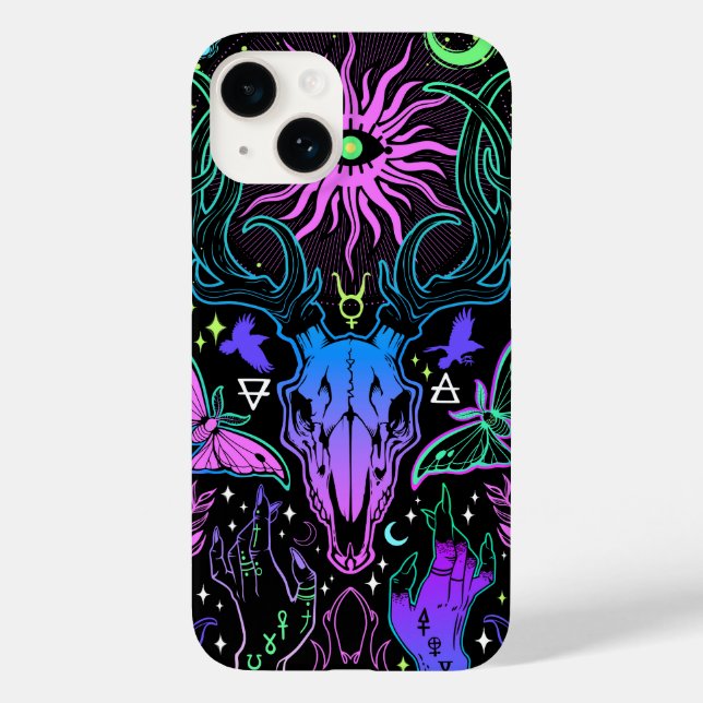 Trippy-Hirschschädel Case-Mate iPhone 14 Hülle (Rückseite)