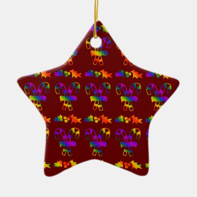 Trippy Holly Canes Keramik Ornament (Vorne)
