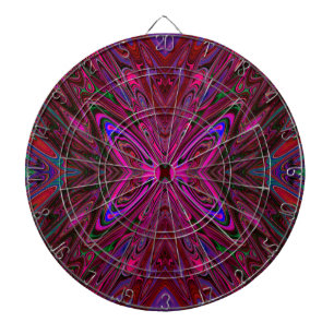 Trippy Hot Pink, Red and Blue Abstrakt Butterfly Dartscheibe