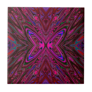 Trippy Hot Pink, Red and Blue Abstrakt Butterfly Fliese