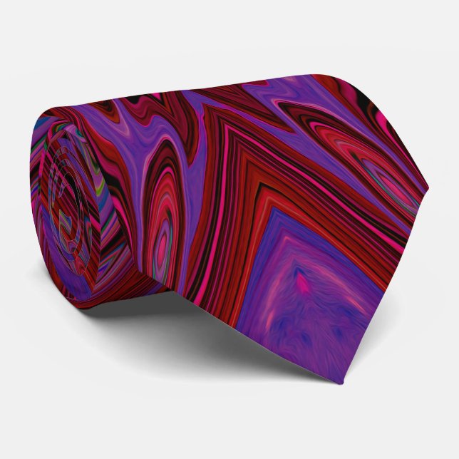 Trippy Hot Pink, Red and Blue Abstrakt Butterfly Krawatte (Gerollt)