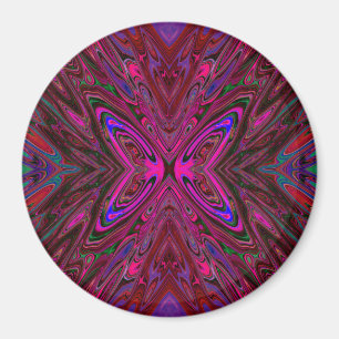 Trippy Hot Pink, Red and Blue Abstrakt Butterfly Magnet